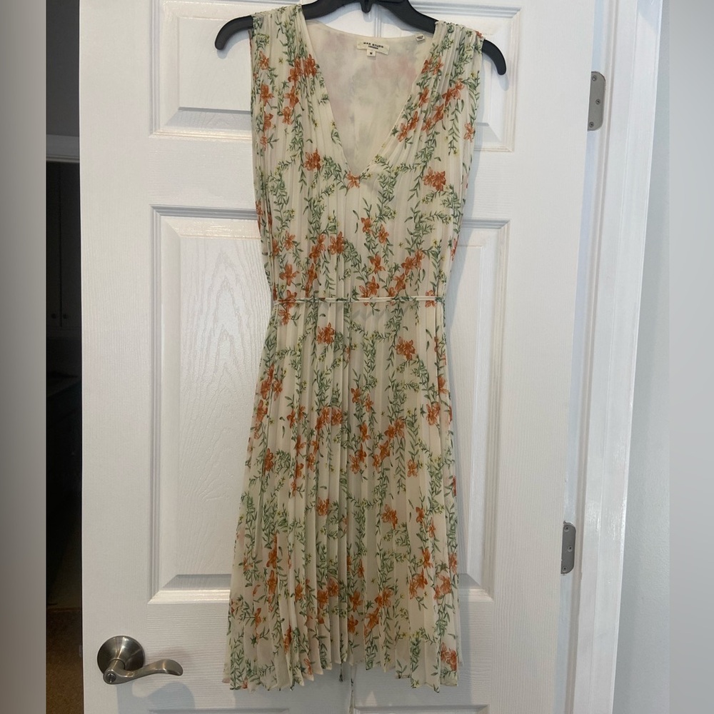 Max Studio Cream and Orange Floral Midi Dress